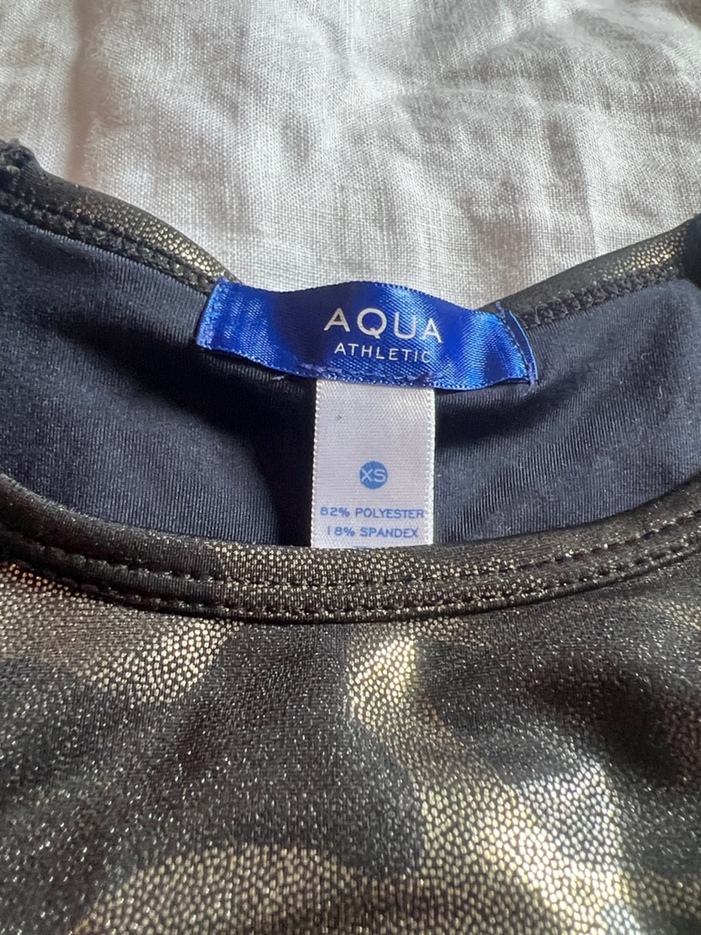 Aqua Shimmer Black and Bronze Athletic Top - Picture 2 of 4